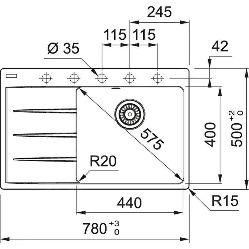 Franke Centro - Évier En Fragranite CNG 611-78 TL / 7, 780x500 Mm, Cachemire 114.0637.508 4 Franke Centro - Évier En Fragranite CNG 611-78 TL / 7, 780x500 Mm, Cachemire 114.0637.508 – Image 2