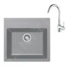 Franke Colonnes - Ensemble De Cuisine T102, évier En Tectonite SID 610 Et Mitigeur FP 9000.031, Gris / Chrome 143.0675.721