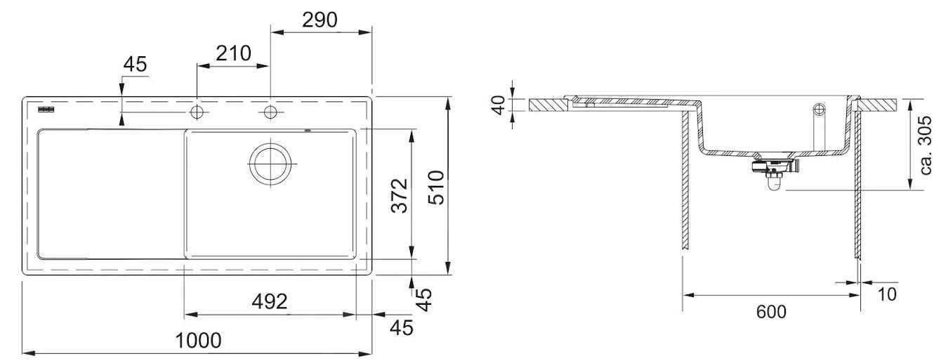 Franke Mythos - Évier En Céramique MTK 611-100 / 7, 1000x510 Mm, Anthrazit Matt 124.0380.247 4 Franke Mythos - Évier En Céramique MTK 611-100 / 7, 1000x510 Mm, Anthrazit Matt 124.0380.247 – Image 2