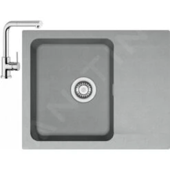 Franke Colonnes - Set De Cuisine T24, évier En Tectonite OID 611-62, Gris + Robinet FN 0147.031, Chrome 114.0425.789