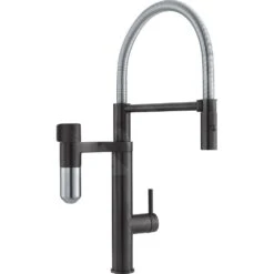 Franke Mitigeurs Filtrants - Vital Tap Mitigeur D’évier Avec Filtration D’eau Intégrée, Bec Flexible Et Douchette, Noir Mat/inox 120.0621.313
