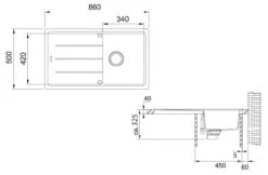 Franke Basis - Évier En Fragranit BFG 611-86, 860x500 Mm, Pierre Grise 114.0494.919 -Franke 952c6ec1cc0039ffece2f2fe