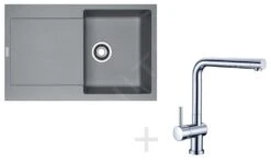 Franke Colonnes - Set De Cuisine G39, évier En Granit MRG 611, Pierre Grise + Robinet Samoa, Chrome 114.0283.425