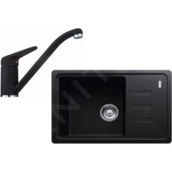 Franke Colonnes - Set De Cuisine G116, évier En Fragranit BSG 611-62, Onyx + Robinet FC 9541.071, Onyx 114.0440.698