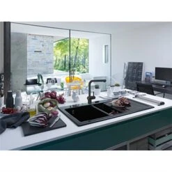 Franke Mitigeur Cuisine Atlas Neo Sensor Inox Noir Douchette Monojet 886895 -Franke atlas neo sensor 886895 inox noir douchette monojet 1