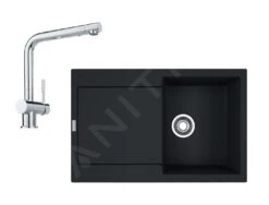 Franke Colonnes - Set G39, évier En Fragranit MRG 611 Et Mitigeur Samoa, Noir Mat / Chrome 114.0650.571