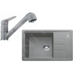 Franke Colonnes - Set De Cuisine G118, évier En Fragranit BSG 611-62 + Robinet FC 9547.084, Pierre Grise 114.0440.850