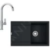 Franke Colonnes - Set G167, évier En Fragranit MRG 611 Et Mitigeur FP 0408.031, Noir Mat / Chrome 114.0650.570