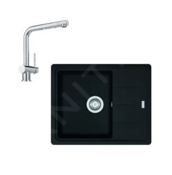 Franke Colonnes - Ensemble De Cuisine G95, évier En Fragranit BFG 611-62 Et Mitigeur Samoa, Noir Mat / Chrome 114.0675.660