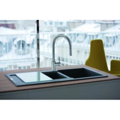 Franke Mitigeur Cuisine Eos Neo Douchette Double Jet Inox 727990 -Franke eos neo 727990 douchette double jets extractible inox 7