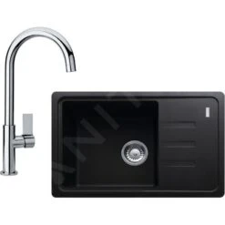 Franke Colonnes - Set De Cuisine G115, évier En Fragranit BSG 611-62, Onyx + Robinet FP 0408.031, Chrome 114.0440.626