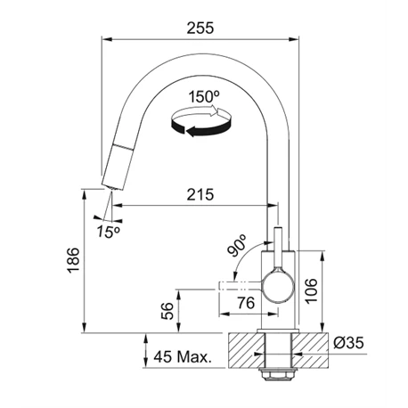 Franke Mitigeur Cuisine Lina J à Douchette Chrome 294583 7 Franke Mitigeur Cuisine Lina J à Douchette Chrome 294583 – Image 5