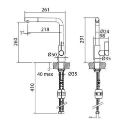 Franke Mitigeur Cuisine Neptune Evo à Douchette Chromé 603038 -Franke neptune evo mitigeur a douchette monojet extractible 603038 chrome simple 2