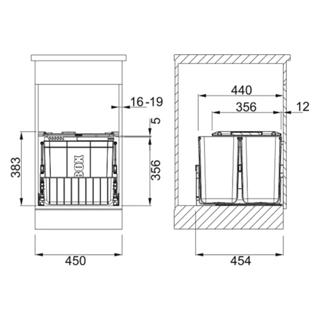 Franke Poubelle Sous évier Sorter Duo 45, 2 Bacs 44 Litres 414031 5 Franke Poubelle Sous évier Sorter Duo 45, 2 Bacs 44 Litres 414031 – Image 3