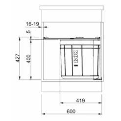 Franke Poubelle Sous évier Sorter Solo 450, 1 Bac 40 Litres 160142 -Franke sorter solo 160142 poubelle 450 2